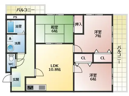 グリーンコート広瀬(3LDK/3階)の間取り写真