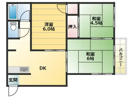 コーポアサノ(3DK/2階)の間取り写真