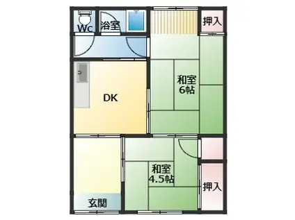 近鉄南大阪線 高鷲駅 徒歩5分 1階建 築55年(2DK)の間取り写真