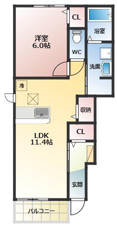 近鉄長野線 喜志駅 徒歩15分 2階建 築11年(1LDK/1階)の間取り写真