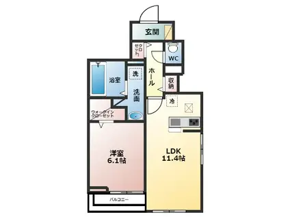 レジオンス阪杉(1LDK/1階)の間取り写真