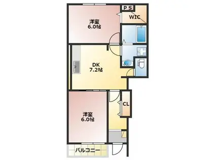 メゾン ド コスモス(2DK/1階)の間取り写真