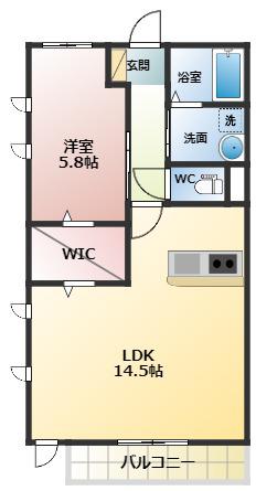 スワンズガーデン(1LDK/2階)の間取り写真