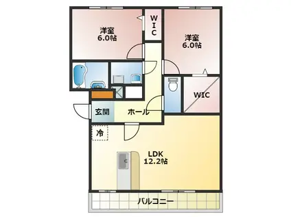 スウィート松本(2LDK/3階)の間取り写真