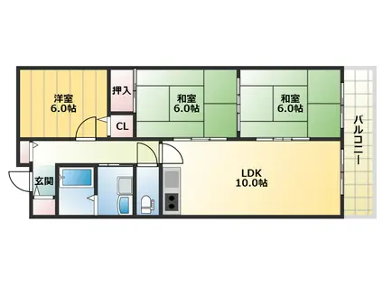 ペーンヴィラージュ(3LDK/4階)の間取り写真