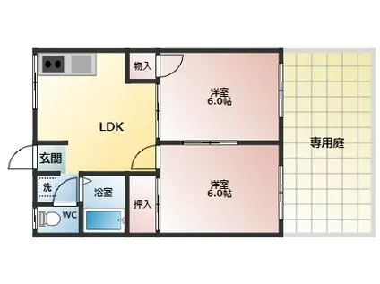 グレイスポム(2LDK/1階)の間取り写真