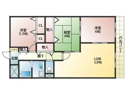 メゾンポレール(3LDK/1階)の間取り写真