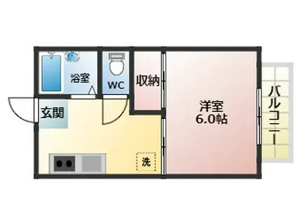 ハイツ高屋(1K/1階)の間取り写真