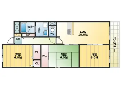 ソレーユ松村(3LDK/2階)の間取り写真