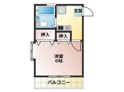 ステュディオ・カリーノ(1K/2階)の間取り写真