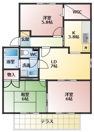 カサベルデB棟(3LDK/2階)の間取り写真