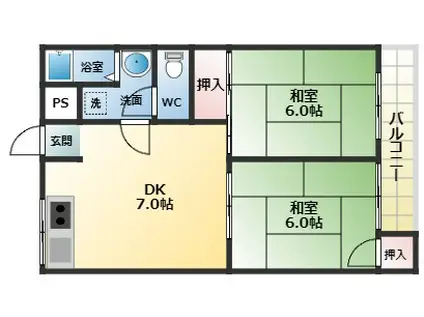 藤ハイツ(2DK/2階)の間取り写真