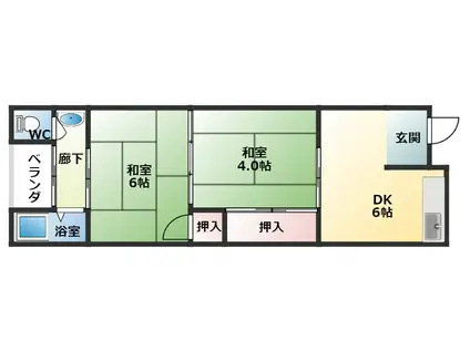 漁野文化(2DK/2階)の間取り写真