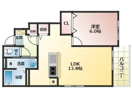 ポンド1(1LDK/1階)の間取り写真