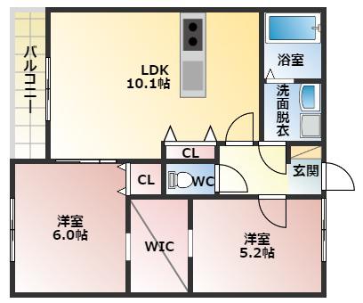 グランフィールド(2LDK/2階)の間取り写真