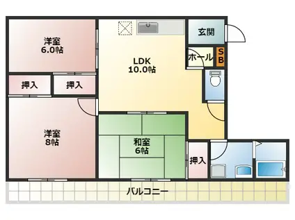 グリーンコート広瀬(3LDK/2階)の間取り写真
