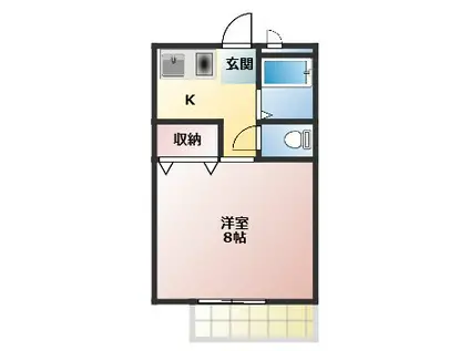 グリーンビレッジはびきの(1K/1階)の間取り写真