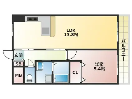 アモール(1LDK/3階)の間取り写真