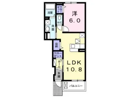 カーサ・ラフォーレ(1LDK/1階)の間取り写真
