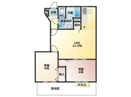 ビバ・ユズ(2LDK/1階)の間取り写真