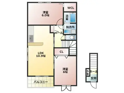 セレーナ(2LDK/2階)の間取り写真