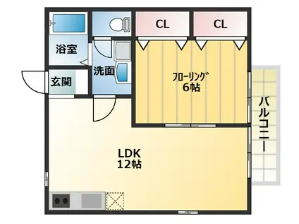 カーサクアトロ(1LDK/2階)の間取り写真