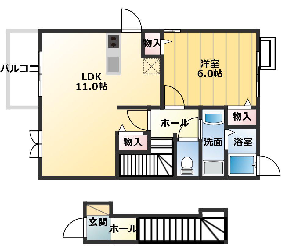 ヴィラ・サーダ(1LDK/2階)の間取り写真
