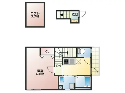 あんしん高鷲(ワンルーム/2階)の間取り写真
