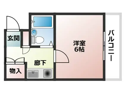 リバティーコート(1K/4階)の間取り写真