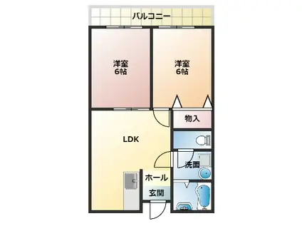 ライゼックス南恵我之荘(2LDK/3階)の間取り写真