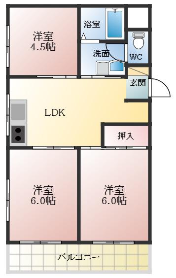 STEADY羽曳野(3LDK/1階)の間取り写真