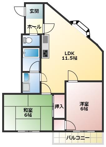 アジュール(2LDK/3階)の間取り写真