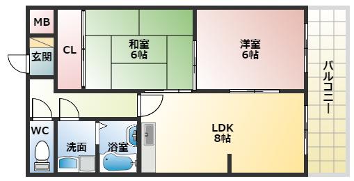 エクセレントマンションオリオン(2LDK/2階)の間取り写真