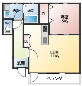 エスポワール(1LDK/1階)の間取り写真