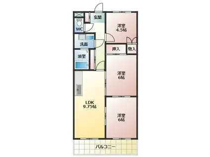 ハイムリトルオアシス(3LDK/2階)の間取り写真
