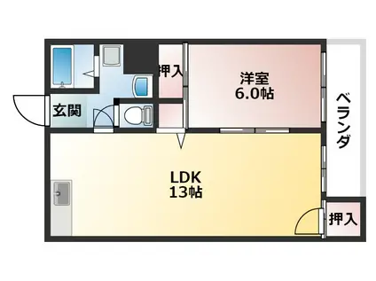 藤ハイツ(1LDK/1階)の間取り写真