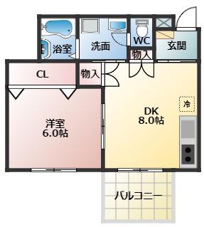 PLENUS恵我之荘(1LDK/1階)の間取り写真