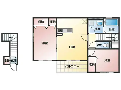 デュラ・カーサ ラセーヌ(2LDK/2階)の間取り写真