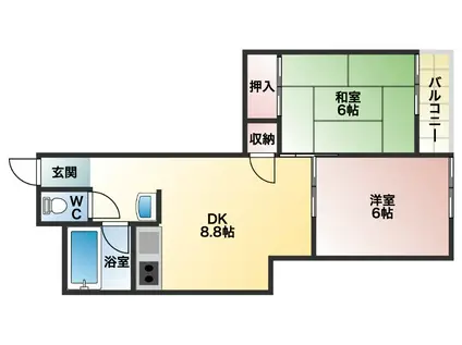 RIZE ONE 南新町(2DK/3階)の間取り写真