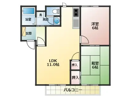 コーポツインチェリー(2LDK/1階)の間取り写真