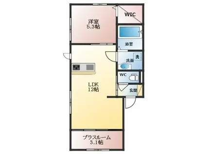 カーサ フェリーチェ(1LDK/2階)の間取り写真
