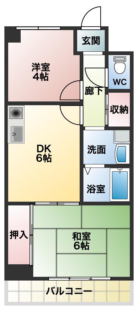 さんさん松原(2DK/3階)の間取り写真