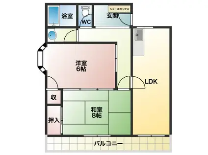 プレアール本郷(2LDK/2階)の間取り写真