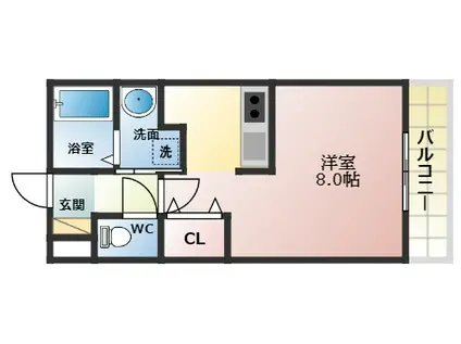 コスモスの丘(1K/2階)の間取り写真