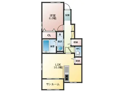 メゾン-8(1LDK/1階)の間取り写真