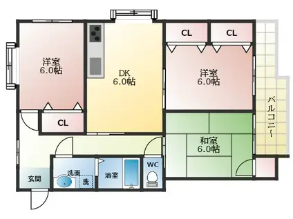 シャトル・ヌーベル(3LDK/3階)の間取り写真