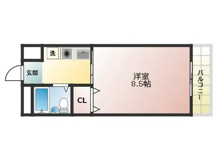 グレイスフル山本(1K/1階)の間取り写真