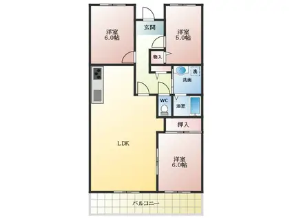 ライゼックス新堂(3LDK/3階)の間取り写真