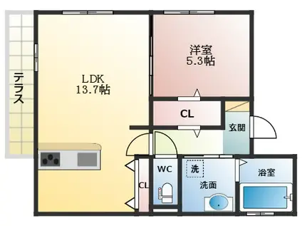 イーグル(1LDK/3階)の間取り写真