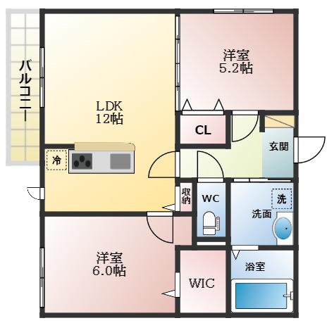 桜COLLINA(2LDK/2階)の間取り写真